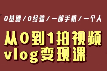 从0到1拍视频vlog变现课，5分钟每天，每月多赚1W