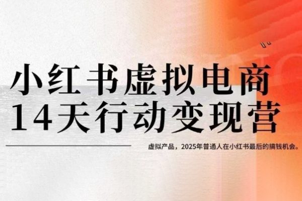 小红书虚拟电商14天变现训练营，虚拟产品，2025年普通人在小红书最后的搞钱机会