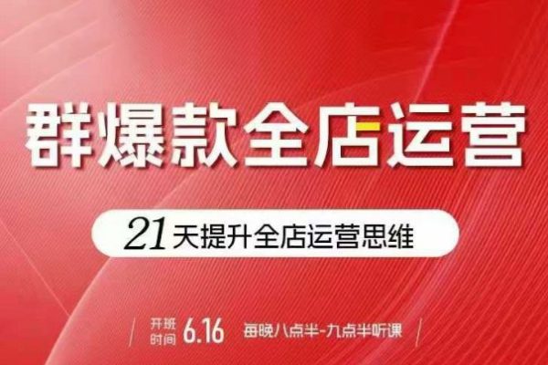 贾真电商群爆款全店运营，21天提升全店运营思维，起店、全店运营爆款不断