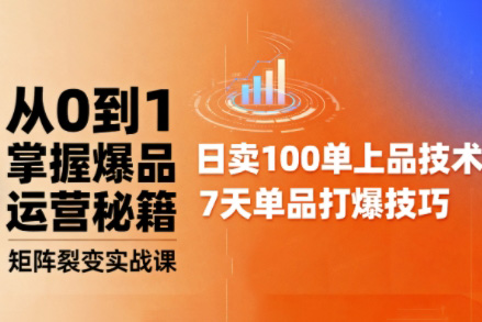 抖音小店爆品打造与矩阵裂变实战课，从0到1掌握爆品运营秘籍